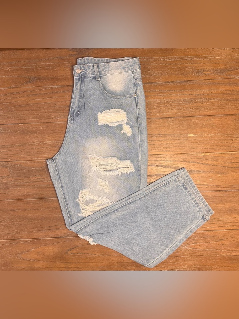 Light Wash Distressed Mom Jeans #97